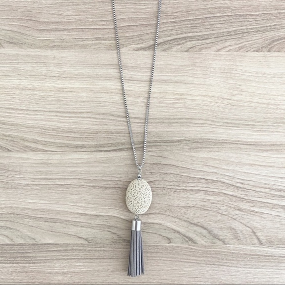 Lava Stone Essential Oil Tassel Necklace